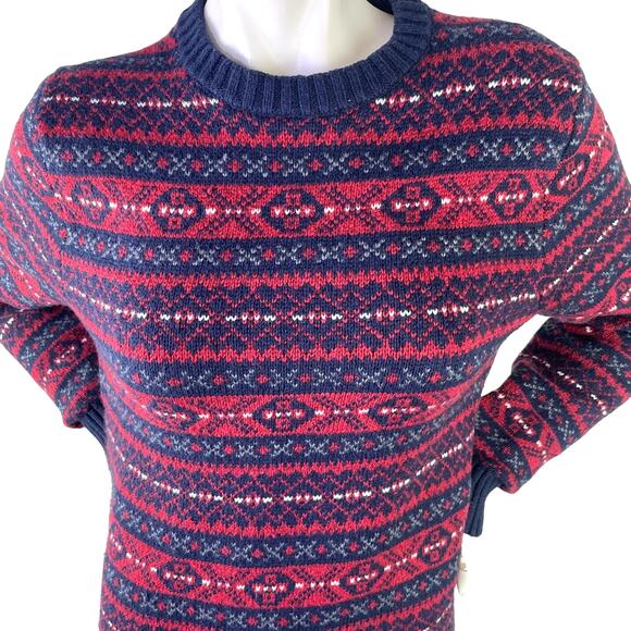 croft & barrow Other - Croft & Barrow Mens Maroon DK Red Navy White Pattern Crew Neck Sweater Size S